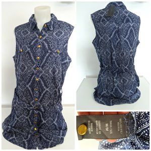 NWT Dark Navy Blue Mini Dress W/ Belt Boho Style Sz M